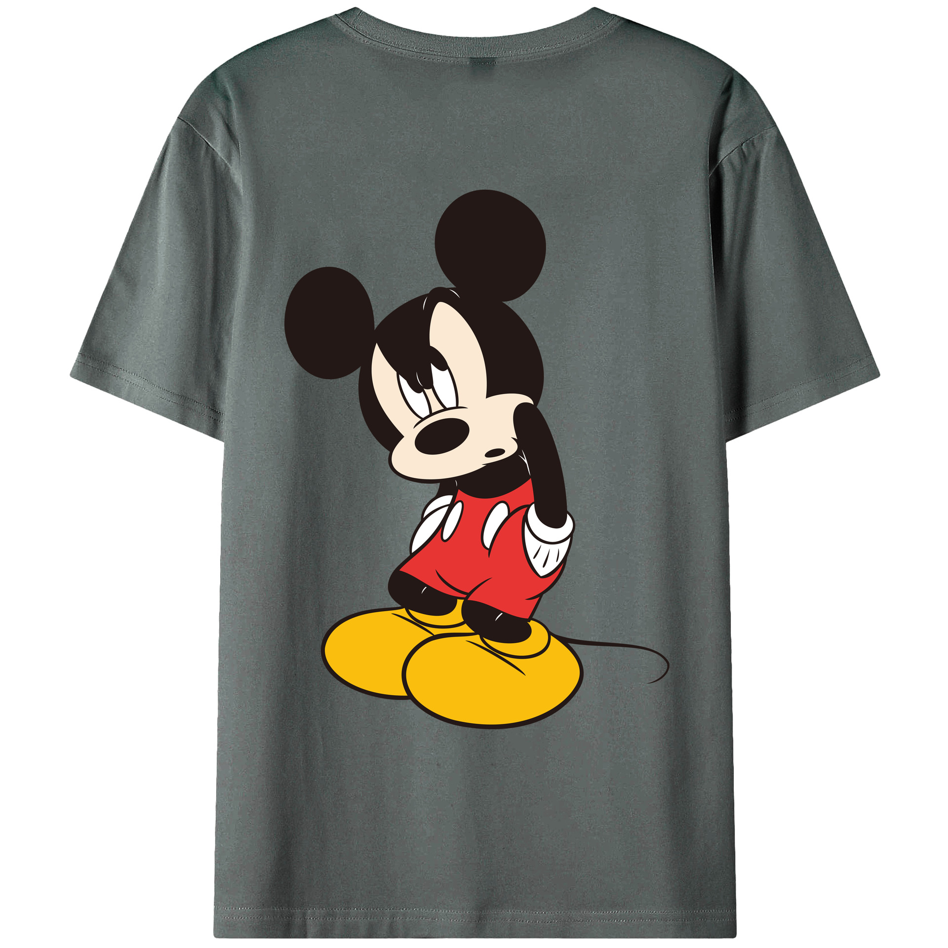 ミッキーマウス Mickey Mouse 綿100％ メンズ半袖Tシャツ（バックプリント） 通気性